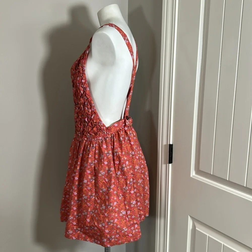 Free People Petunia Mini Dress Poppy Red backless ditsy floral print sz M NEW
